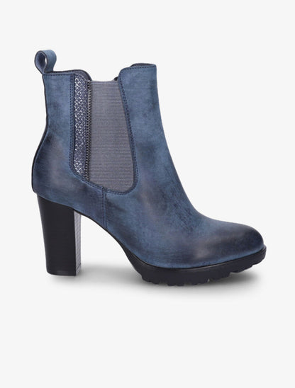 Bottines basiques à détail effet croco - Bleu - 5