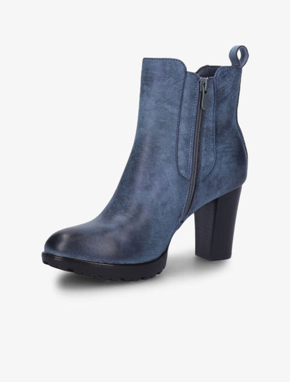 Bottines basiques à détail effet croco - Bleu - 3