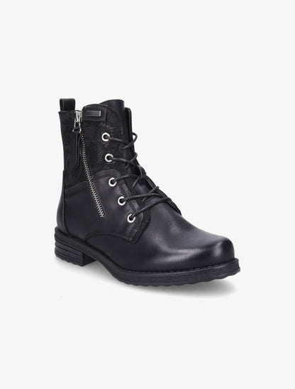 Bottines lacées à empiècements en dentelle - Noir - 2