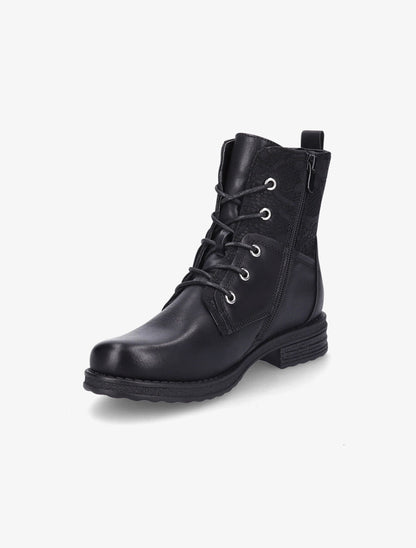 Bottines lacées à empiècements en dentelle - Noir - 3