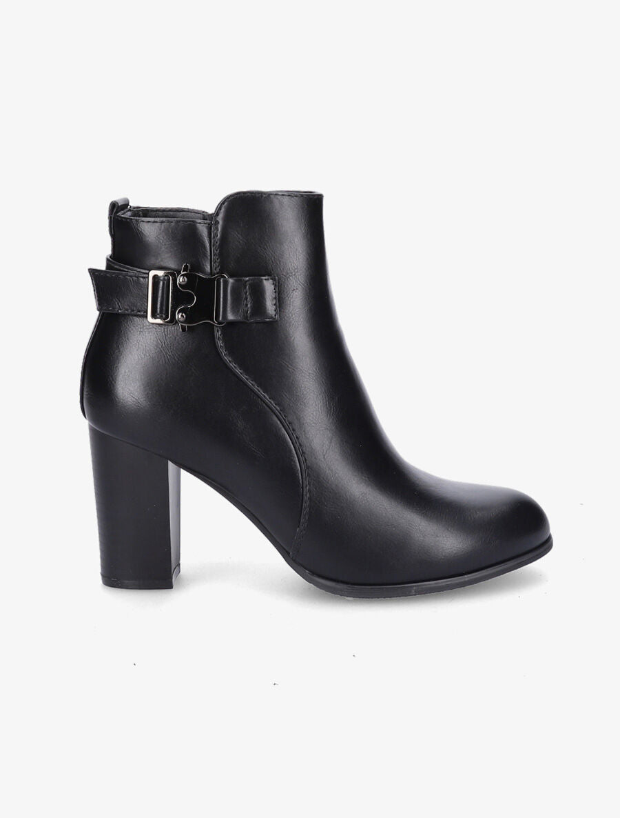 Bottines en simili à talon et zip - Noir - 2