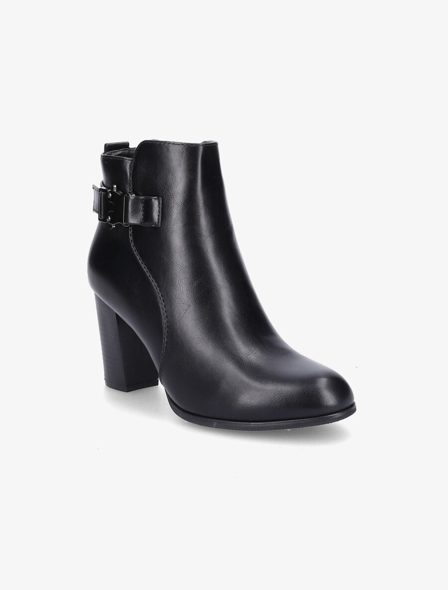 Bottines en simili à talon et zip - Noir - 3