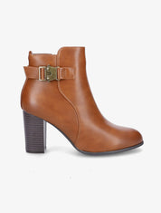Bottines en simili à talon et zip - Camel - 1