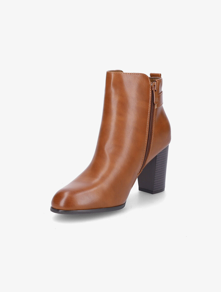 Bottines en simili à talon et zip - Camel - 3