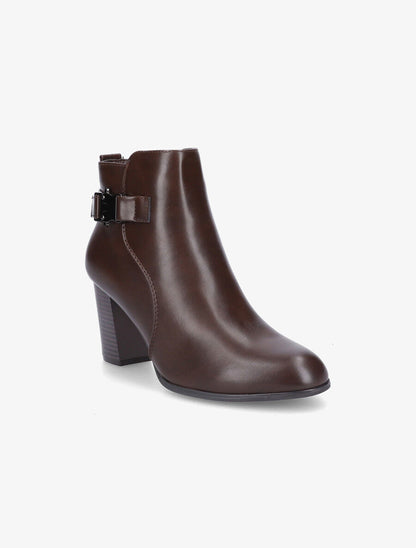 Bottines en simili à talon et zip - Marron - 2
