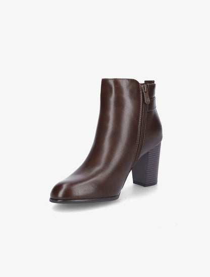 Bottines en simili à talon et zip - Marron - 3