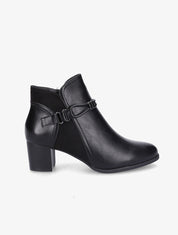 Bottines en simili et suédine à contrefort stylisé - Noir - 1