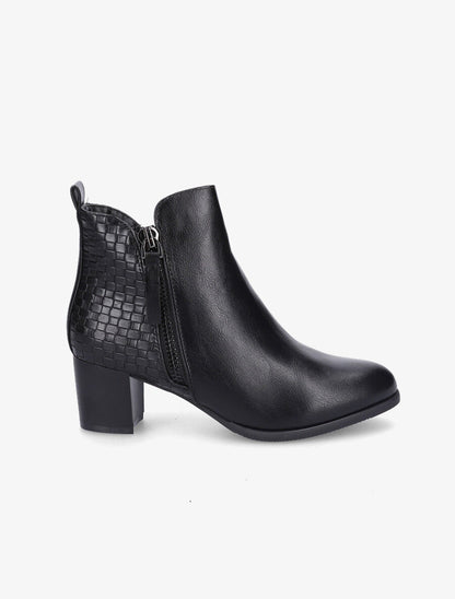 Bottines à contrefort effet osier et double zips - Noir - 1