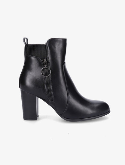 Bottines en simili à zip décoratif - Noir - 1