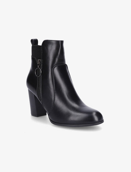 Bottines en simili à zip décoratif - Noir - 2