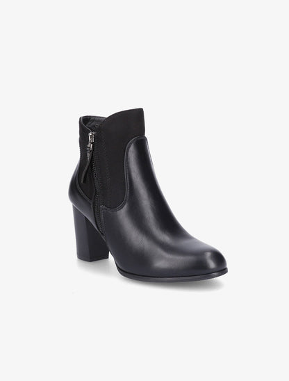 Bottines à talon en simili et suédine - Noir - 2