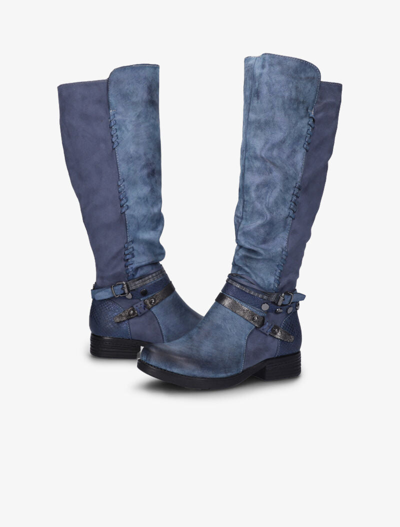 Bottes cavalières bi-matière - Bleu - 4