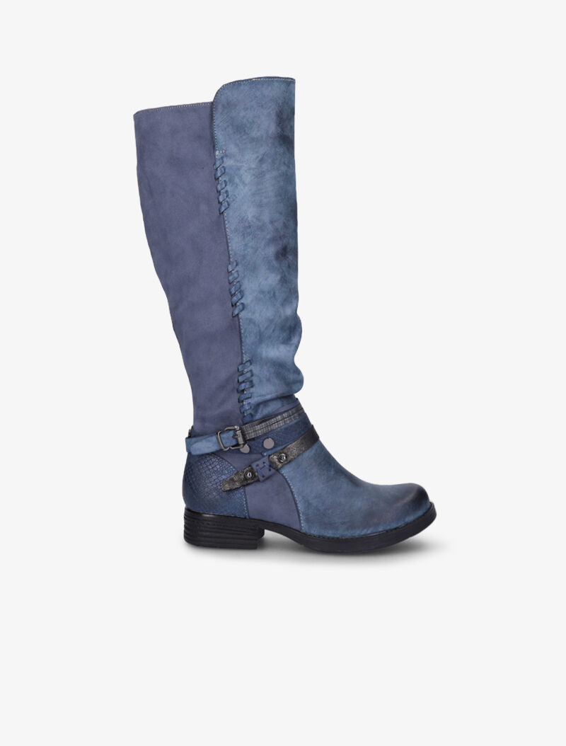 Bottes cavalières bi-matière - Bleu - 1