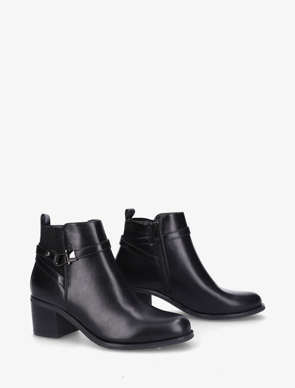Bottines en simili à contrefort stylisé et côté élastiqué - Noir - 4