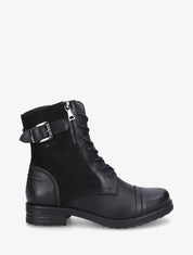 Bottines montantes bi-matière à sangle - Noir - 1