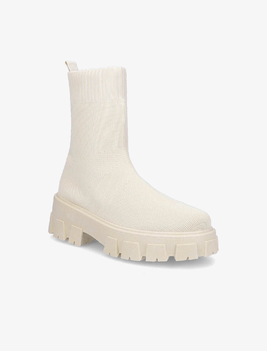 Boots montantes en tissu - Écru - 2