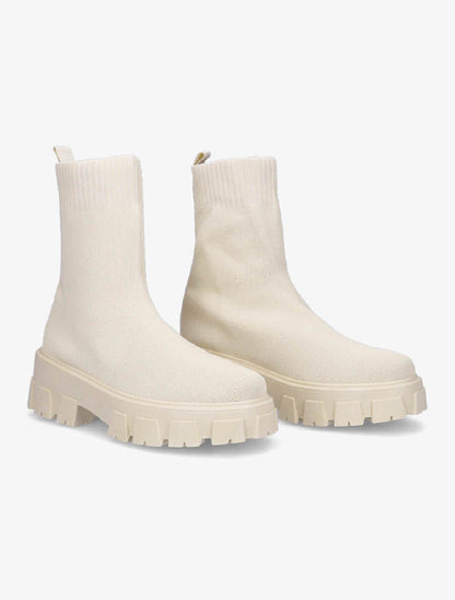 Boots montantes en tissu - Écru - 4
