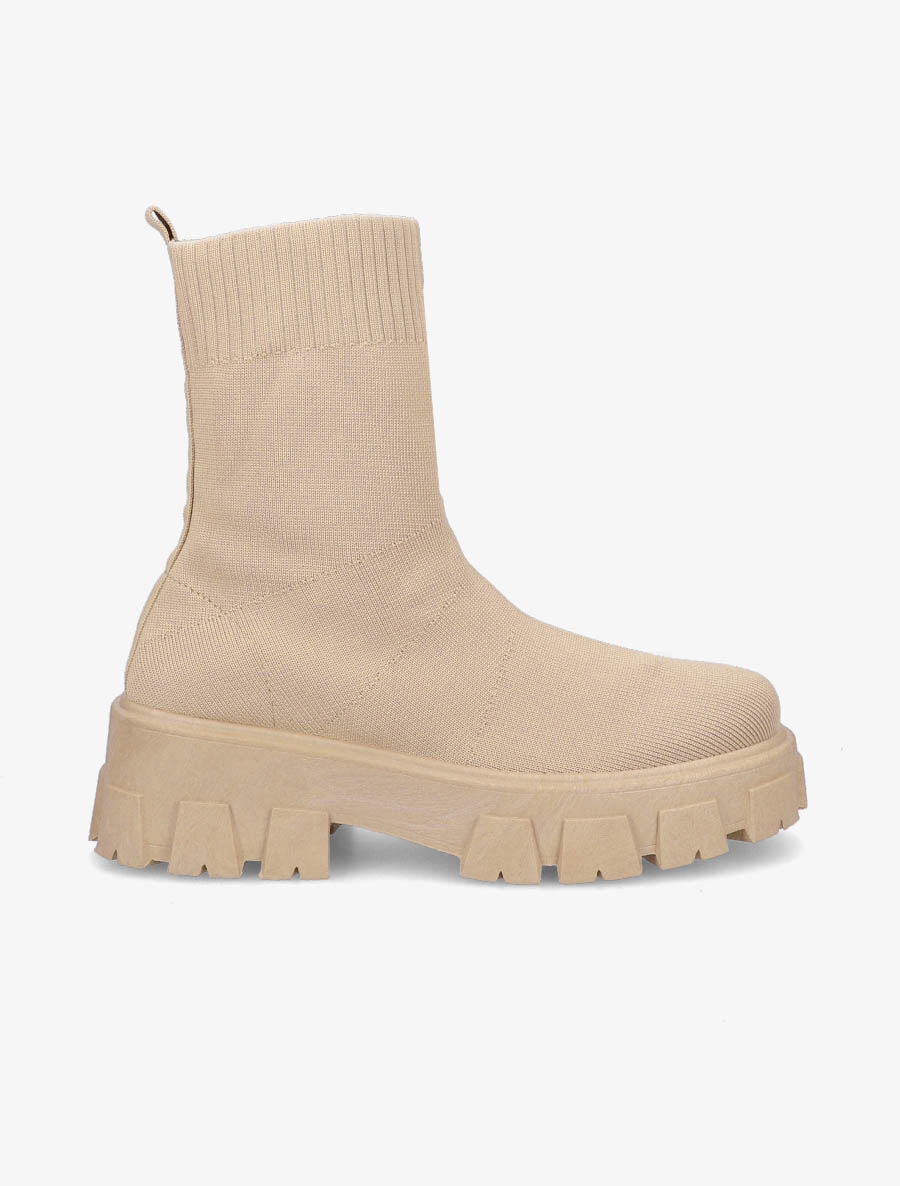 Boots montantes en tissu - Beige - 1