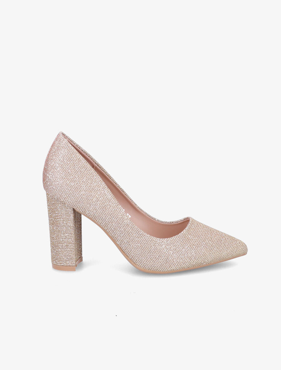 Escarpins pointus à paillettes - Rose gold - 1