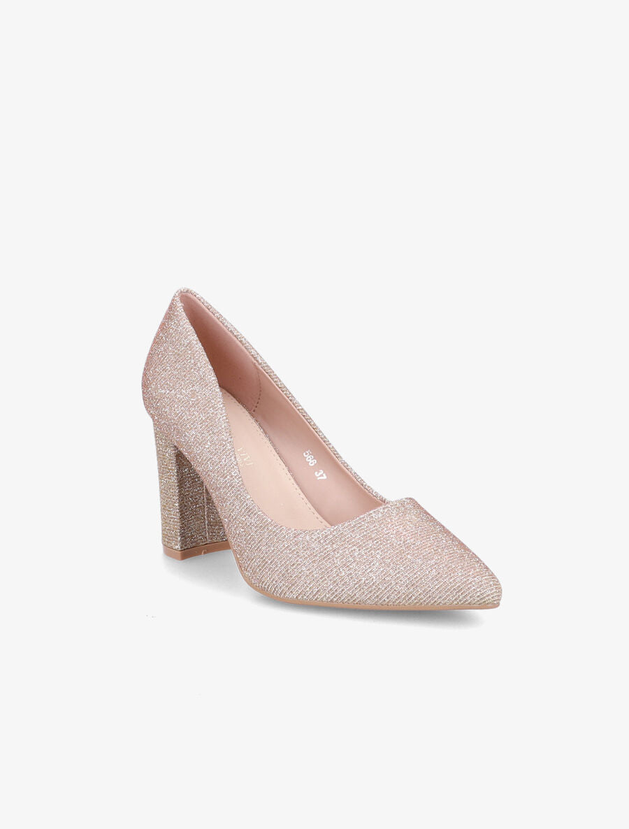 Escarpins pointus à paillettes - Rose gold - 2