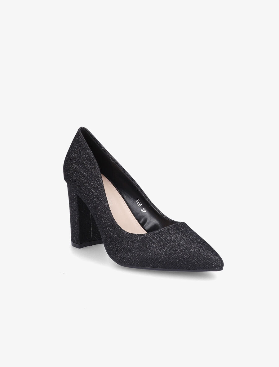 Escarpins pointus à paillettes - Noir - 2