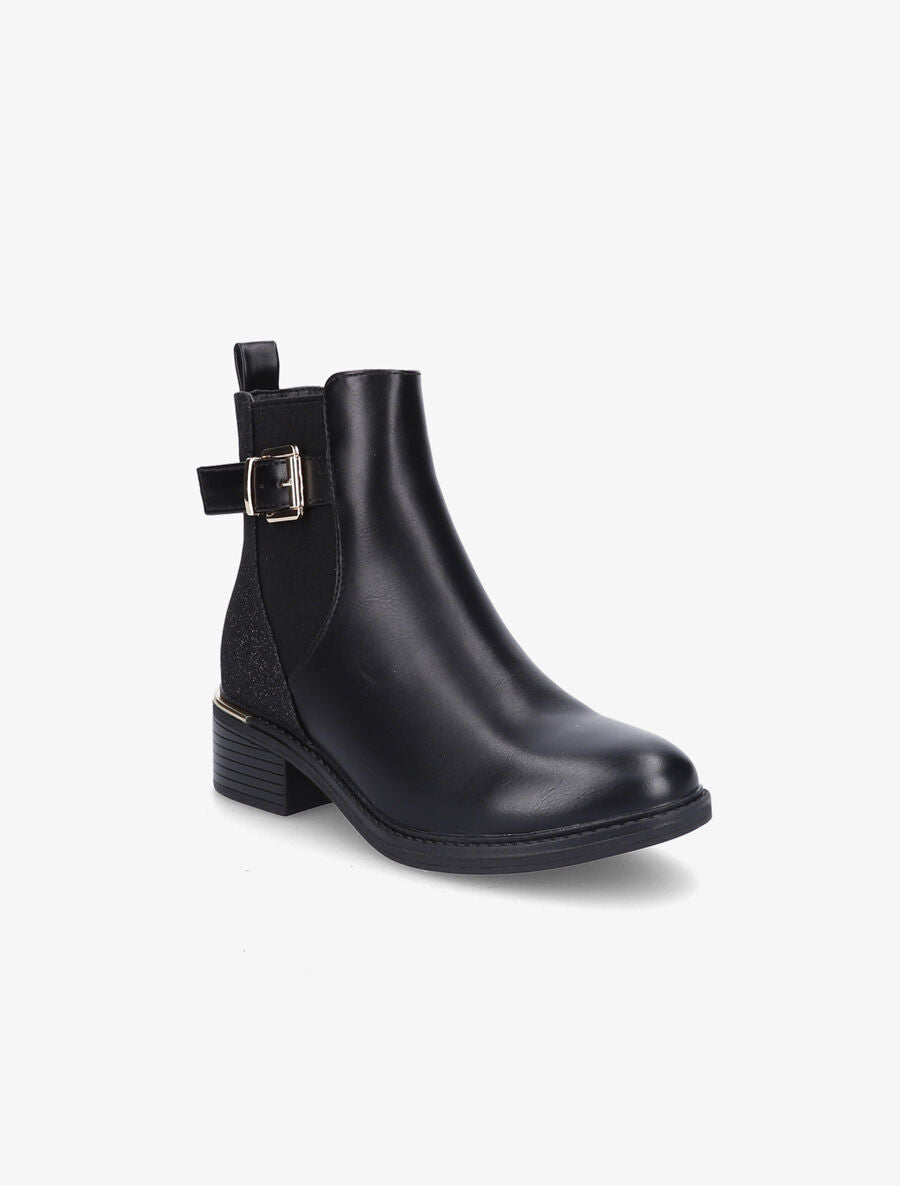 Bottines à boucle et paillettes - Noir - 3