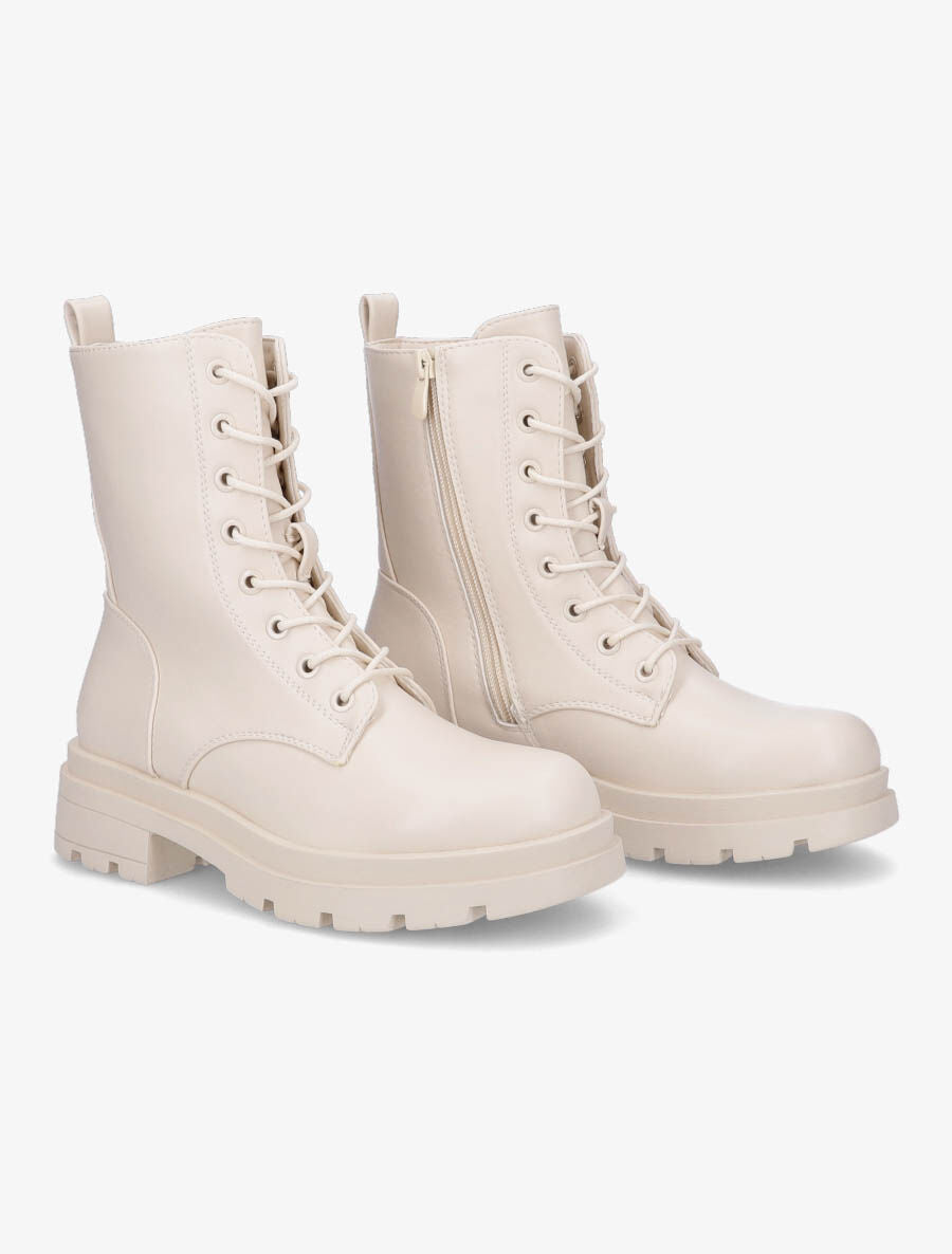 Rangers à semelle crantée et zip - Beige - 4