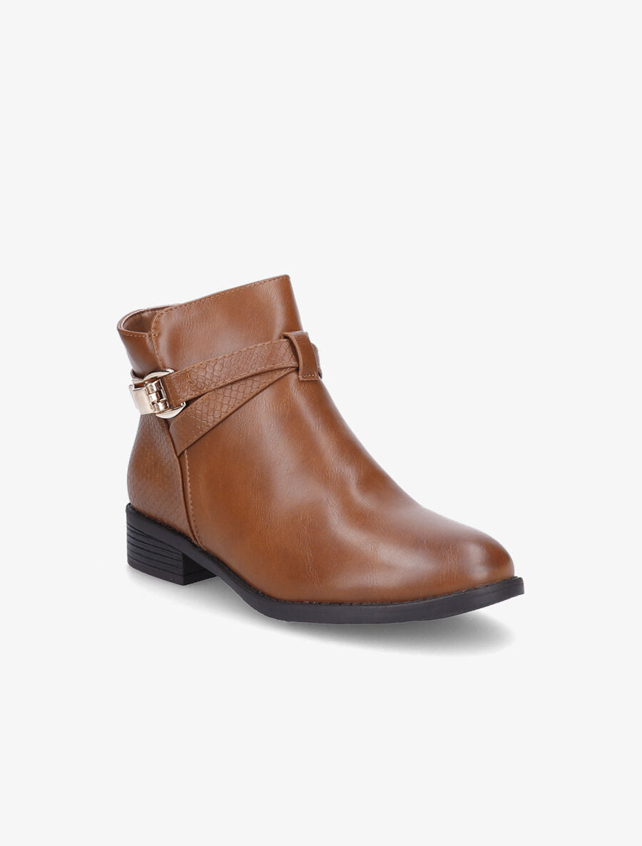 Boots à détail croco et lanières croisées - Camel - 2