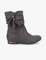 Bottines compensées en suédine - Anthracite - 1