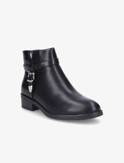 Bottines bi-matière à boucle métallique - Noir - 2