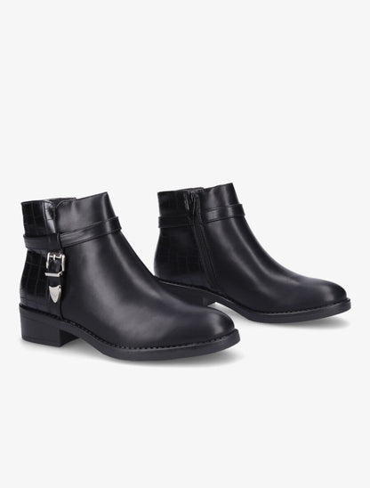 Bottines bi-matière à boucle métallique - Noir - 4