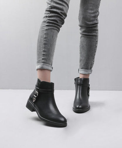 Bottines bi-matière à boucle métallique - Noir - 5