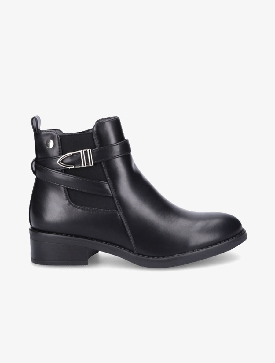 Bottines en simili à boucle stylisée - Noir - 6