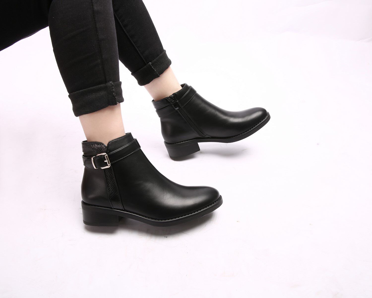 Bottines à liseré python - Noir - 5