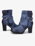 Bottines montantes bi-matière à sangle cloutée - Bleu - 5
