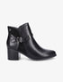 Bottines bi-matière à sangle stylisée - Noir - 1