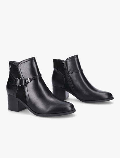 Bottines bi-matière à sangle stylisée - Noir - 4