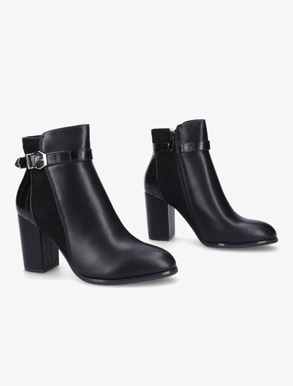 Bottines à talon à boucle - Noir - 4