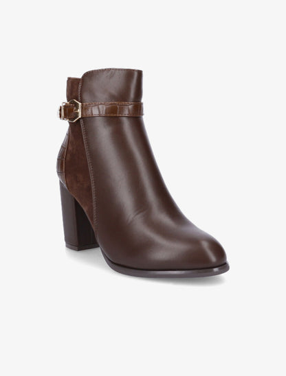 Bottines à talon à boucle - Marron - 2