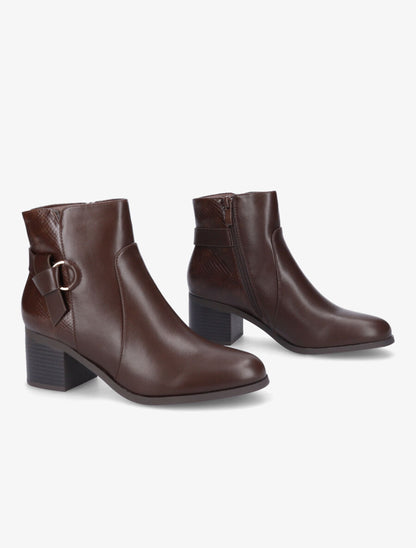 Bottines bi-matière à boucle - Marron - 4