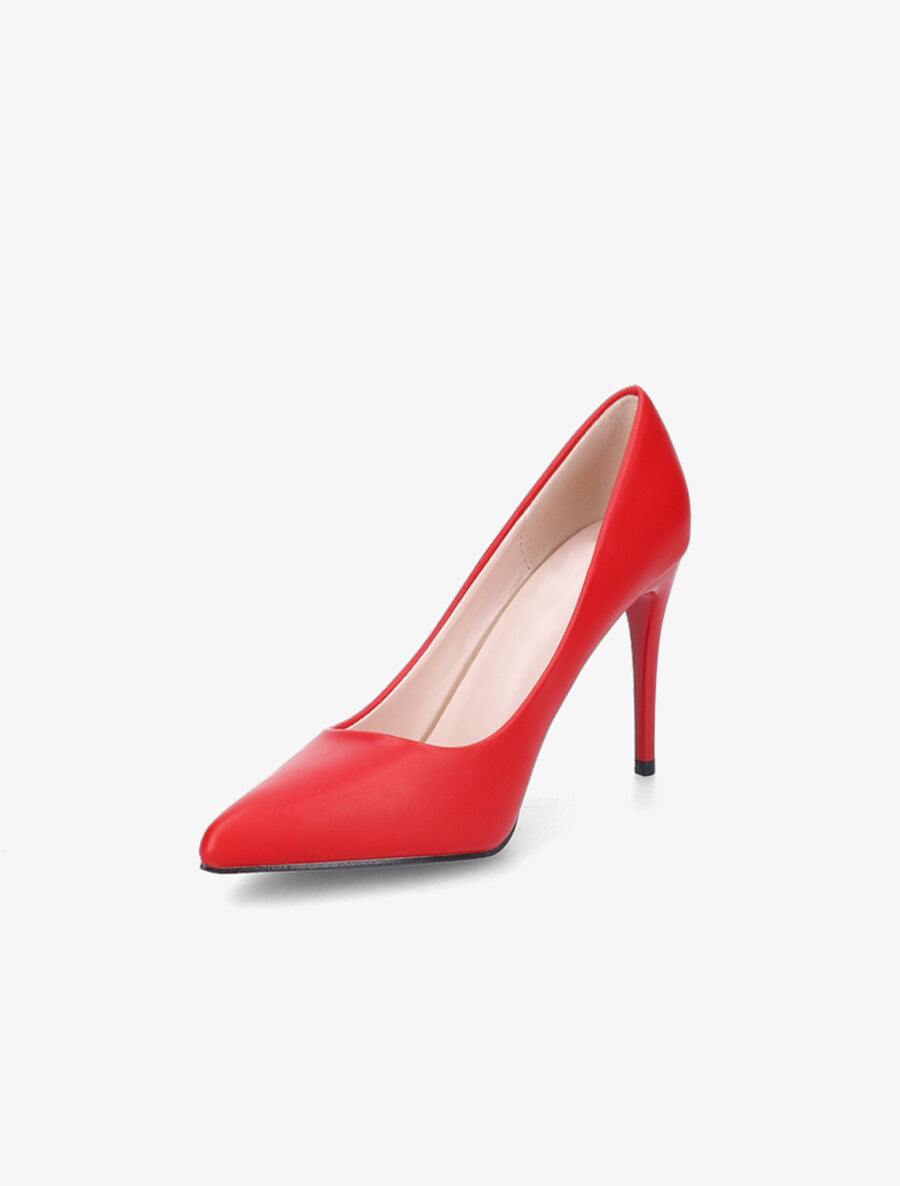 Escarpins pointus en simili - Rouge - 3