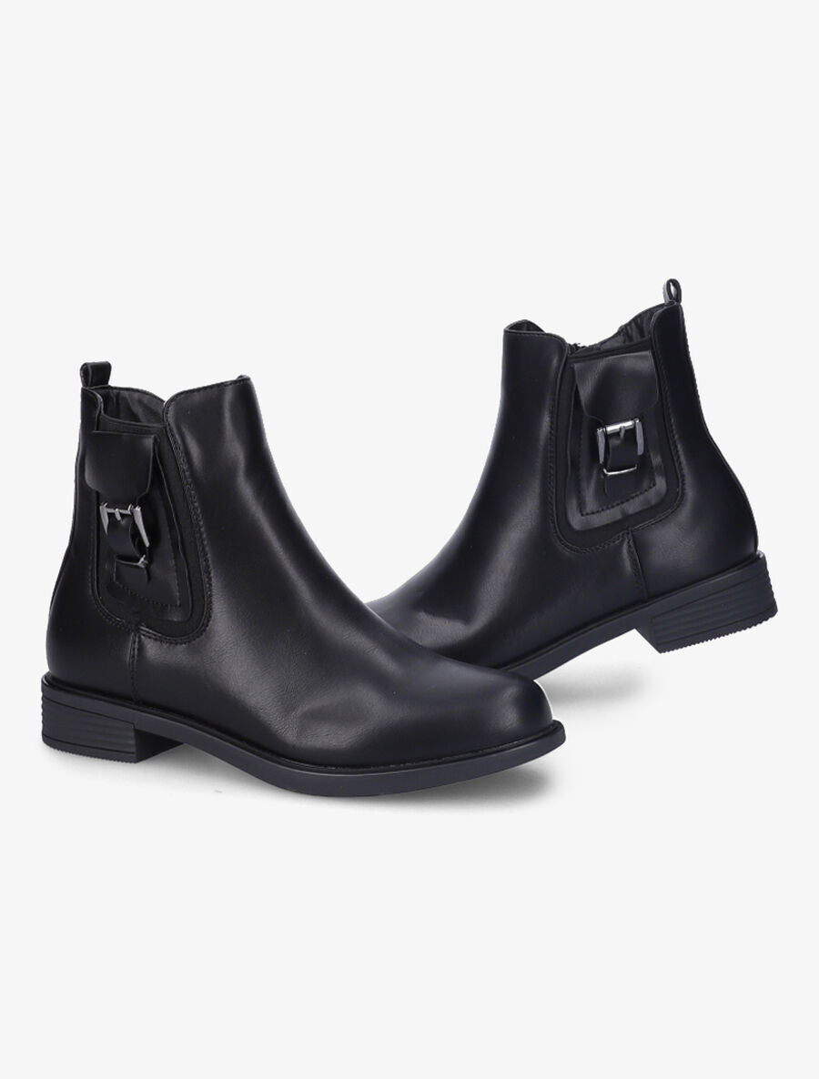 Bottines en simili et poches effet trompe-l&