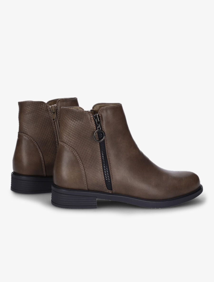 Bottines à contrefort effet python - Taupe - 4