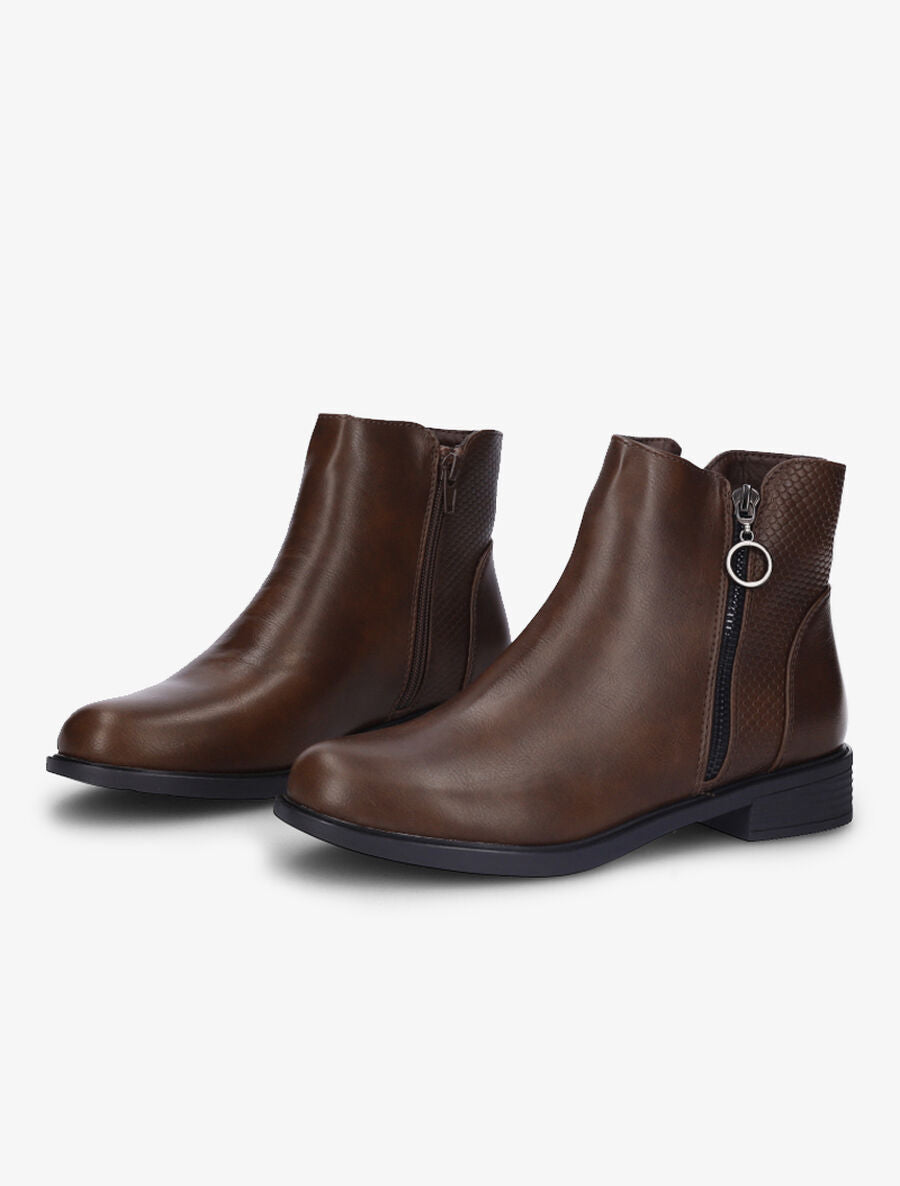 Bottines à contrefort effet python - Marron - 4