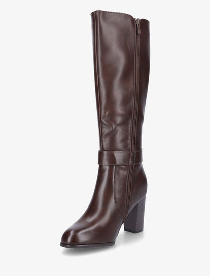 Bottes à talon et boucle stylisée - Marron - 3