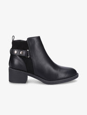 Bottines bimatière à boucle - Noir - 1