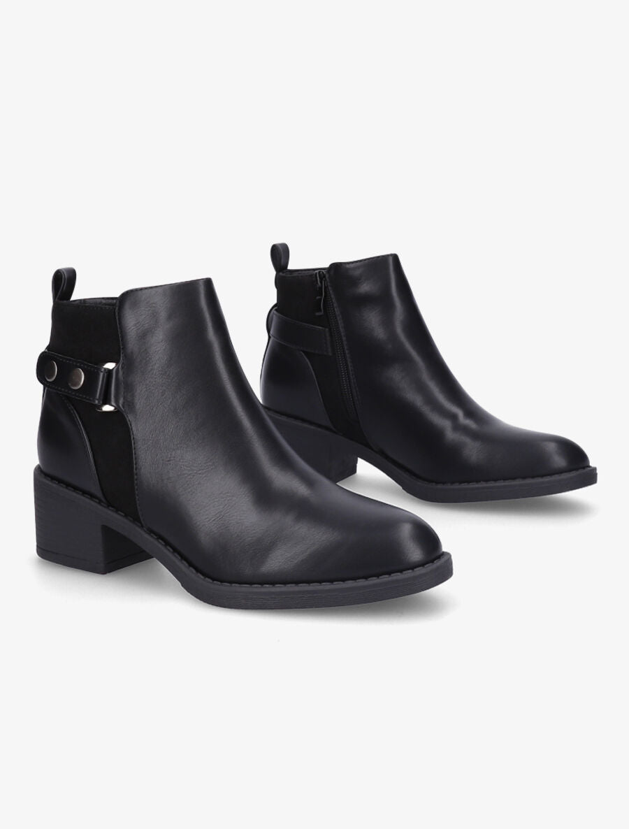 Bottines bimatière à boucle - Noir - 4
