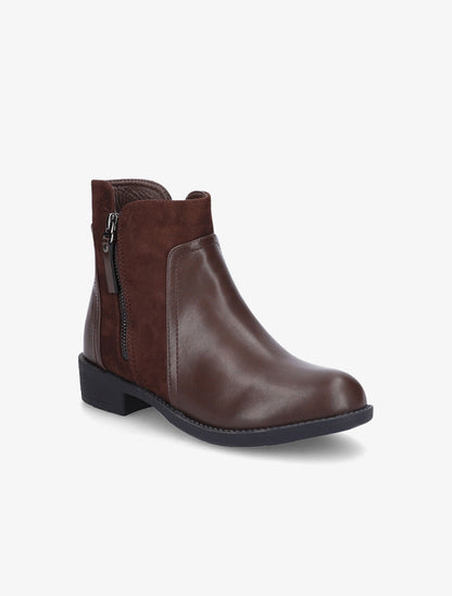 Bottines bimatière à double zips - Marron - 2