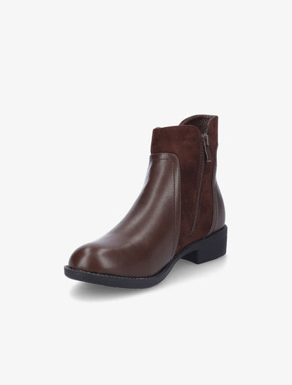 Bottines bimatière à double zips - Marron - 3