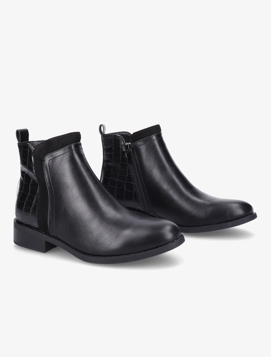 Bottines à empiècements en suédine - Noir - 4